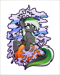 Size: 2000x2500 | Tagged: safe, artist:spoopygander, derpibooru import, oc, oc:graphite sketch, pegasus, pony, chest fluff, ear fluff, fangs, female, looking at you, makeup, mare, multicolored hair, piercing, pumpkin, sitting, smiling, smoke, solo, unshorn fetlocks