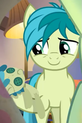 Size: 361x540 | Tagged: safe, derpibooru import, screencap, sandbar, earth pony, pony, the hearth's warming club, cropped, cute, hearth's warming doll, male, sandabetes, smiling, teenager