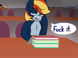 Size: 2048x1536 | Tagged: safe, artist:lefthighkick, derpibooru import, oc, oc only, oc:lefthighkick, pony, classroom, ipad, textbook, vulgar