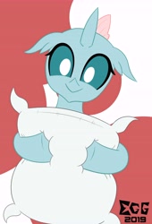 Size: 6875x10128 | Tagged: safe, artist:electricghost6, derpibooru import, ocellus, changedling, changeling, absurd resolution, bed bug, cute, diaocelles, female, pillow, smiling, solo