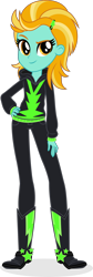 Size: 940x2785 | Tagged: safe, artist:punzil504, derpibooru import, lightning dust, equestria girls, the washouts (episode), boots, clothes, equestria girls-ified, female, hairclip, hoodie, jeans, pants, shoes, simple background, solo, transparent background, uniform, washouts uniform