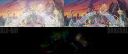 Size: 1652x695 | Tagged: safe, derpibooru import, screencap, my little pony: the movie, blu-ray, canterlot, comparison