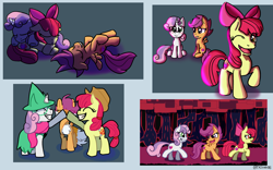 Size: 4076x2541 | Tagged: safe, artist:tkitten16, derpibooru import, apple bloom, scootaloo, sweetie belle, spoiler:deltarune, cutie mark crusaders, deltarune, doodles, ralsei, scarlet forest (deltarune), sleeping, walking