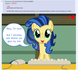 Size: 837x745 | Tagged: safe, artist:flash equestria photography, derpibooru import, oc, oc:milky way, earth pony, pony, milkmare of trottingham, 4chan, ask, computer mouse, female, keyboard, mare, misspelling, solo, tumblr