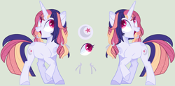 Size: 3356x1660 | Tagged: safe, artist:nocturnal-moonlight, derpibooru import, oc, oc:astral moonlight, pony, unicorn, female, magical lesbian spawn, mare, offspring, parent:rainbow dash, parent:twilight sparkle, parents:twidash, simple background, solo