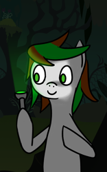 Size: 500x800 | Tagged: safe, artist:vbronny, derpibooru import, oc, oc only, earth pony, pony, darkness, female, flashlight (object), hooves, male, mare, night, smiling, solo