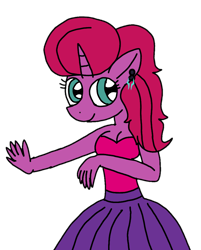 Size: 870x1080 | Tagged: safe, artist:徐詩珮, derpibooru import, oc, oc:betty pop, anthro, unicorn, my little pony: the movie, anthro oc, clothes, dress, magical lesbian spawn, next generation, offspring, parent:glitter drops, parent:tempest shadow, parents:glittershadow, simple background, transparent background