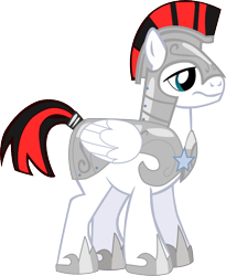 Size: 614x747 | Tagged: safe, artist:a01421, derpibooru import, oc, pegasus, pony, armor, helmet, hoof shoes, male, pegasus royal guard, red and black mane, royal guard, royal guard armor, simple background, solo, stallion, transparent background, vector, wing commander