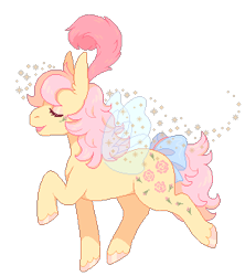 Size: 298x335 | Tagged: safe, artist:horsepaws, derpibooru import, queen rosedust, rosedust, flutter pony, pony, g1, bow, cutie mark, eyes closed, female, mare, profile, simple background, solo, sparkles, tail bow, transparent background, walking