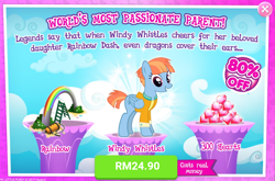 Size: 1036x684 | Tagged: safe, derpibooru import, windy whistles, pony, advertisement, costs real money, gameloft, gem, implied rainbow dash, official