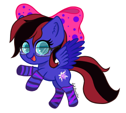 Size: 1424x1280 | Tagged: safe, artist:lucill-dreamcatcher, derpibooru import, oc, oc only, oc:skitzy, pegasus, pony, chibi, clothes, female, glasses, mare, ribbon, simple background, socks, solo, transparent background