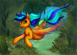 Size: 3200x2300 | Tagged: safe, artist:pabelka-belka, derpibooru import, oc, oc only, oc:naarkerotics, seapony (g4), fin wings, flowing mane, green eyes, smiling, solo, swimming, underwater, water, wings, ych result