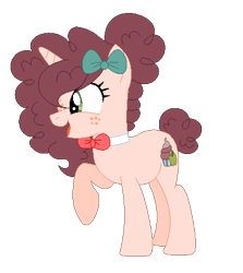 Size: 412x461 | Tagged: safe, artist:puderniczka12, derpibooru import, oc, oc:cindy, pony, unicorn, base used, bow, bowtie, female, freckles, hair bow, mare, offspring, parent:cheese sandwich, parent:sugar belle, simple background, solo, transparent background