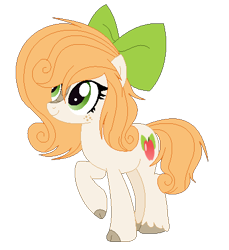 Size: 419x458 | Tagged: safe, artist:puderniczka12, derpibooru import, oc, oc:atoris, hybrid, bow, cloven hooves, female, freckles, hair bow, interspecies offspring, kirin hybrid, kirin pony hybrid, mare, offspring, parent:autumn blaze, parent:big macintosh, raised hoof, simple background, solo, transparent background, unshorn fetlocks