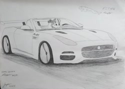 Size: 1697x1208 | Tagged: safe, artist:forzaveteranenigma, derpibooru import, coloratura, equestria girls, car, driving, jaguar (car), jaguar f-type, monochrome, pencil drawing, rara, solo, traditional art