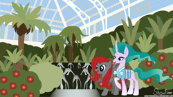 Size: 7495x4216 | Tagged: safe, artist:captshowtime, derpibooru import, mistmane, oc, oc:gallop crush, pegasus, pony, unicorn, absurd resolution, commission, digital art, garden, kew gardens