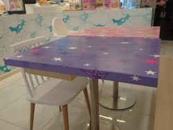 Size: 4608x3456 | Tagged: safe, derpibooru import, fluttershy, twilight sparkle, pegasus, pony, kumoya, official, singapore, table