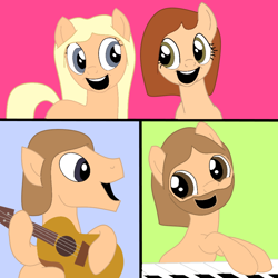 Size: 1000x1000 | Tagged: safe, artist:didgereethebrony, derpibooru import, abba, fanart, guitar, piano, singing