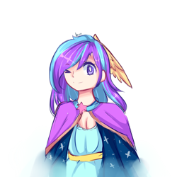 Size: 1000x1000 | Tagged: safe, artist:cheerymoon2017, derpibooru import, oc, oc only, oc:melody aurora, human, clothes, cute, dress, female, humanized, humanized oc, offspring, one eye closed, parent:flash sentry, parent:twilight sparkle, parents:flashlight, princess, signature, simple background, solo, transparent background, wink