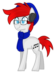 Size: 460x590 | Tagged: safe, artist:rozzertrask, derpibooru import, oc, oc only, oc:apex soundwave, earth pony, pony, 2019 community collab, clothes, derpibooru community collaboration, male, music notes, simple background, solo, stallion, transparent background