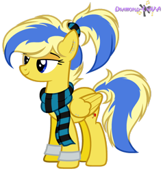 Size: 1024x1076 | Tagged: safe, artist:diamond-chiva, derpibooru import, oc, oc:melody sweetheart, pegasus, pony, clothes, ear piercing, female, mare, piercing, scarf, simple background, solo, transparent background, wing piercing