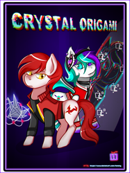 Size: 1494x2000 | Tagged: safe, artist:snowcappuccino, derpibooru import, oc, oc only, oc:pearl last dreamy, oc:ryujin orikami, bat pony, earth pony, pony, fanfic:crystal origami, bat pony oc, error, fanfic, fanfic art, glitch, origami