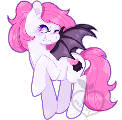 Size: 665x654 | Tagged: source needed, safe, artist:peachy-pea, derpibooru import, oc, oc only, bat pony, bat pony oc, fangs, simple background, solo, transparent background