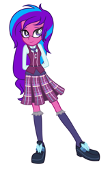 Size: 2705x4193 | Tagged: safe, artist:baby, artist:kaguraria, derpibooru exclusive, derpibooru import, oc, oc only, oc:melody aurora, equestria girls, base used, clothes, crystal prep academy, crystal prep academy uniform, female, glasses, offspring, parent:flash sentry, parent:sci-twi, parent:twilight sparkle, parents:flashlight, school uniform, solo