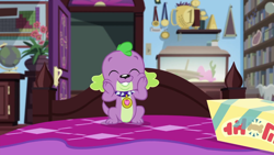 Size: 1280x720 | Tagged: safe, derpibooru import, screencap, spike, spike the regular dog, dog, better together, equestria girls, reboxing with spike!, cute, male, sci-twi's room, solo, spikabetes