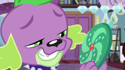 Size: 1280x720 | Tagged: safe, derpibooru import, screencap, spike, spike the regular dog, dog, better together, equestria girls, reboxing with spike!, fabulous fido's faberge flying disk, male, paws, sci-twi's room