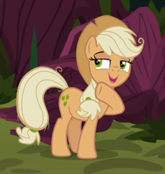 Size: 467x491 | Tagged: safe, derpibooru import, screencap, mean applejack, pony, the mean 6, clone, cropped, female, lidded eyes, open mouth, underhoof