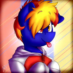 Size: 1000x1000 | Tagged: safe, artist:mattydorō, derpibooru import, oc, oc only, :p, clothes, hoodie, profile picture, silly, tongue out