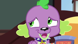 Size: 1280x720 | Tagged: safe, derpibooru import, screencap, spike, spike the regular dog, dog, better together, equestria girls, reboxing with spike!, male, sci-twi's room, spike's dog collar