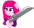 Size: 976x824 | Tagged: safe, derpibooru import, oc, oc only, oc:blade keeper, buster sword, cute, pink eyes, she's not edgy she's adorable, simple background, solo, sword, transparent background, two toned mane, weapon