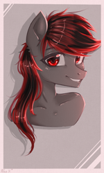 Size: 600x1000 | Tagged: safe, artist:alicesmitt31, derpibooru import, oc, oc only, oc:shadowblade, anthro, anthro oc, bust, female, mare, portrait, smiling, solo