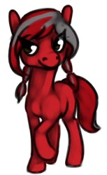 Size: 309x506 | Tagged: safe, artist:tempusfidgets, derpibooru import, oc, earth pony, pony, female, pigtails, raised hoof, simple background, solo