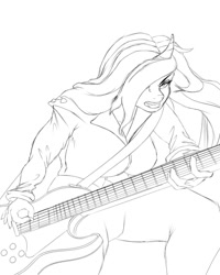 Size: 800x1000 | Tagged: safe, artist:swiftriff, derpibooru import, oc, oc:pynk hyde, human, guitar, humanized, rocker, sketch