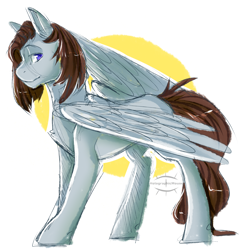Size: 2700x2790 | Tagged: safe, artist:holographicmouse, artist:holographicmouseart, artist:rainbowpotato98, derpibooru import, oc, oc:blackened blue, pegasus, pony, male, solo