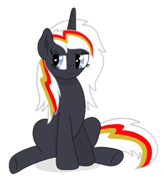 Size: 757x822 | Tagged: safe, artist:dijhojee, derpibooru import, oc, oc only, oc:velvet remedy, pony, unicorn, fallout equestria, fallout, fanfic, fanfic art, female, hooves, horn, mare, simple background, sitting, smiling, solo, transparent background