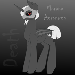 Size: 2000x2000 | Tagged: safe, artist:glacierfrostclaw, derpibooru import, oc, oc:morana aeronwen, bat pony alicorn, pony, bat wings, curved horn, female, horn, mare, sister of death, sisters of the apocalypse, skull mask, wings