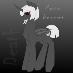 Size: 2000x2000 | Tagged: safe, artist:glacierfrostclaw, derpibooru import, oc, oc:morana aeronwen, bat pony alicorn, pony, bat wings, curved horn, female, horn, mare, sister of death, sisters of the apocalypse, wings