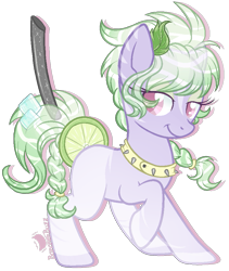 Size: 787x932 | Tagged: safe, artist:mallowglitz, derpibooru import, oc, oc:mojito, original species, cocktail pony, female, mare, simple background, solo, transparent background