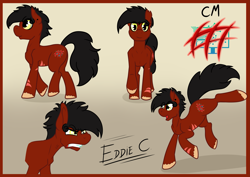 Size: 3507x2480 | Tagged: safe, artist:tatemil, derpibooru import, oc, oc only, oc:eddie, pony, angry, reference sheet, unshorn fetlocks