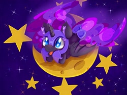 Size: 2800x2100 | Tagged: safe, artist:zokkili, derpibooru import, nightmare moon, alicorn, pony, :p, female, mare, moon, silly, solo, space, tongue out