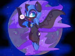 Size: 1600x1200 | Tagged: safe, artist:zokkili, derpibooru import, nightmare moon, alicorn, pony, female, filly, heart, looking at you, mare, moon, nightmare woon, open mouth, solo, space