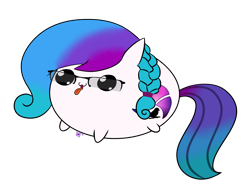 Size: 2625x2061 | Tagged: safe, artist:lullabytrace, derpibooru import, oc, oc:aurora starling, earth pony, pony, blob, cute, glasses, simple background, solo, tongue out, transparent background