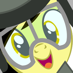 Size: 2000x2000 | Tagged: safe, artist:anonymous, derpibooru import, edit, oc, oc only, oc:leslie fair, earth pony, pony, /mlpol/, anarcho-capitalism, female, goggles, helmet, hi anon, looking at you, mare, meme, open mouth, open smile, reaction image, simple background, smiling, smiling at you, transparent background, vector