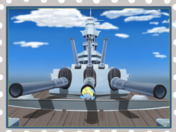 Size: 2000x1500 | Tagged: safe, artist:fuzzyhead12, derpibooru import, oc, oc:art's desire, battleship, cannon, iowa, ship, sky, stamp, stuck, uss iowa