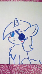 Size: 912x1600 | Tagged: safe, artist:kurolovesmemes, derpibooru import, oc, oc:sekr gray, pony, unicorn, blushing, bowtie, eyepatch, lineart, marker drawing, solo, traditional art