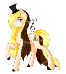 Size: 1525x1721 | Tagged: safe, artist:kensynvalkry, derpibooru import, pony, bill cipher, rule 63, simple background, solo, transparent background